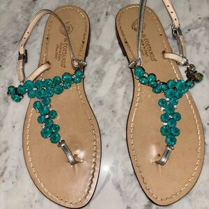 Capri Handmade Turquoise Crystal Sandals